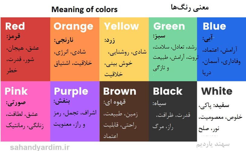 معنی رنگ‌ها
